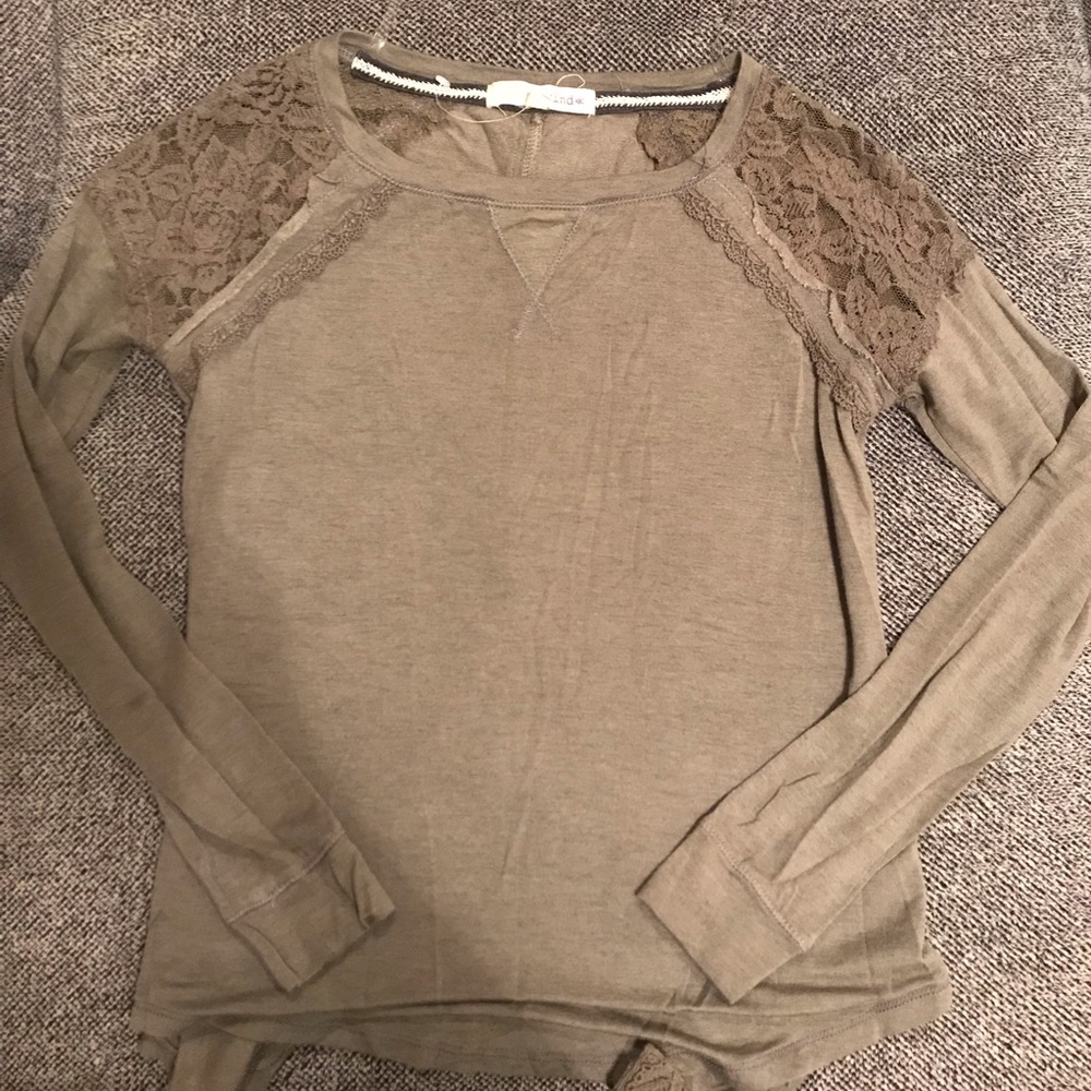 NWOT Juniors Rewind Lacy Shoulder Long-Sleeved Top
